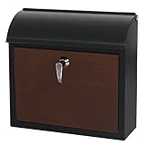 ヤマソロ ポスト 壁掛け 壁付け 木目 大容量 門柱 おしゃれ アルボ (ブラック/ブラウン) 73-790