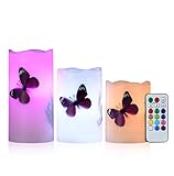 3セットLEDキャンドルライト電池電源付き無香Tealight、FlamelessパラフィンワックスLEDキャンドルライト12色変更リモートコントロールRomanceメーカー