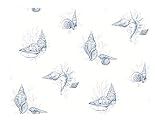 York Wallcoverings CJ2810 Ashford Toiles Shell Toile Prepasted Wallpaper, White/Blue [並行輸入品]