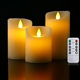 SOMAN LEDキャンドルライト 3点セット 暖色光 電池式 専用リモコン付き 自動消灯タイマー付き 明るさ調節 省エネ 電気ロウソク ティーライトキャンドル 癒しの灯り 間接照明 パーティー装飾 