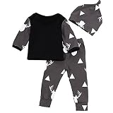 Zvonimir_a 幼児服 ベビー 普段着 長袖 パジャマ ルームウェア 春秋冬向け　Tシャツ　パンツ　帽子 3点セット