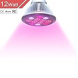 Hommii 植物育成用LEDライト 水耕栽培ランプ 室内栽培ライト　LED電球 E27口金 3つの波長 (660nm/630nm/460nm) 85-265V　小型スポットライト12W　ホワイト 日
