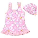 SOMETHINGのスイムキャップ付きワンピース水着2点セット sw1142 130cm ピンク