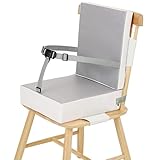 Taeku 食事 クッション, こども取り外し可能 座布団 椅子用 ダイニング チェアクッションキッズ用 ウォッシャブル 厚い チェア シート パッド マット (背もたれ付きグレー)