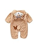 PuHao (プハオ) 子供用　ベビー ふわふわ もこもこ あったか 長袖 ルームウェア パジャマ 子供 子ども キッズ 男の子 女の子 厚手 かわいい ロンパース カバーオール (コーヒー色, 10