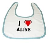 Baby Bib with I Love Alise (first name/surname/nickname) by Shopzeus