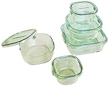 iwaki(イワキ) 耐熱ガラス 保存容器 角型5点セット パック&レンジ グリーン PS-PRN-5G