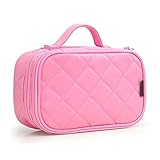 CXYP 収納ポーチ 細かく整理できる仕切り付き化粧ポーチ メイク収納バッグ ケース トラベルポーチ 旅行 出張用バック 雑貨 小物入れ ハンドル付き女性 超軽量 (ピンク) …