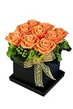 Azurosa(アズローザ) プリザーブドフラワー ギフト バラ アジサイ 豪華オレンジスクエア