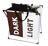 ランドリーバスケット ランドリーボックス 洗濯かご 脱衣かご 折り畳み式 収納袋防水コーティングラミーコットン オックスフォード 防水 二段 (カラーミキシング)