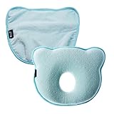 PChero ベビーまくら 小熊型絶壁防止枕 枕専用カバー付 通気性よい 高品質 寝心地が良い 0-6か月の赤ちゃんに適用 男女兼用 ブルー