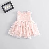 女の子の服 チュールワンピース 夏スカート Pojour 1-6歳キッズ用 子供かわいいキャミソール 綿 通気 暗ピンク(80cm)