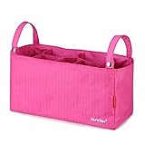 ベビーカー収納バッグ　ベビーカー用 多機能小物入れ 軽量便利なベビーカー用カバー　取り付け簡単 持ち運び便利 ベビーカー用収納カバー　ベビーカーケース (ピンク)