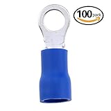 Hilitchi 100Pcs 16-14AWG Insulated Terminals Ring Electrical Wire Crimp Connectors (Blue M4) [並行輸入品]