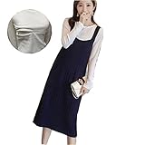 acqua pesuca　アクアペスカ　リブニットサロペットスカート　授乳口付きトップス　２点セット　授乳服　マタニティ (ネイビー)