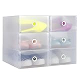 【6箱入り】Hapilife シューズボックス 引き出し式 透明 シューズケース 組立て式 靴収納 靴箱