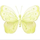 HangingバタフライイエローShimmerナイロンメッシュ蝶デコレーション装飾赤ちゃん保育園寝室女の子部屋天井壁装飾結婚式誕生日パーティーベビーシャワーバスルーム子供Childrens 3dアート