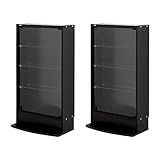 【地球家具】フィギュアラック「レギュラー」新シリーズ LED兼用 幅55cm ロータイプ 本体【正規品】[鍵付きコレクションケース] [耐震]（ロータイプ、深型（奥行19cm）、ブラック） 2台セット