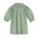 Baby Girl Hand Smocked Bishop Dress w / Bow印刷 カラー: グリーン