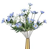 lychee 造花 24本 造花 ひまわり 菊 ホームデコレーション ブーケ ブルー 4514W10OWJZC6