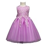 Candykids 子供ドレス 女の子 花 ピアノ 発表 会 結婚式 入園式 演奏会 花嫁介添人 卒業式 お嬢様 ドレス (130cm, パープル)