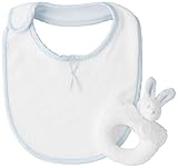 プチボヌール バニーシリーズ ポーチ入りビブとラトルのベビーギフトセット ブルー