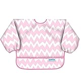 バンキンス 油が落ちるスリーブビブ【日本正規品】柔らかくて軽量 洗濯機で洗えてすぐ乾く お食事用防水ビブ 長袖タイプ 6~24ヶ月 Pink Chevron(ピンク)ベルクロタイプ SUV500
