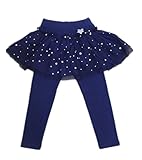WIN フリル 子供 用 スカッツ 清楚 な 女の子 に ぴったり スカート 付 レギンス 「子供服 女の子/キッズ/子ども/子供/レギンス付きスカート/チュールスカート/ (120cm, ネイビー)