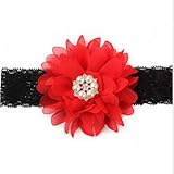 Refaxi カラフルなシフォンローズフリルフラワーラインストーンベビーガールズヘッドバンドヘアアクセサリーキッズズヘッドオーナメント