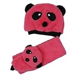 (ビグッド)Bigood かわいい ニット帽子&マフラーセットキッズ 赤ちゃん ベビー用 帽子 パンダ模様 防寒 暖かい 幼児 ニットキャップ レッド