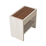 こうひん 日本製 和風畳椅子 和風スツール『セディア スレンダー』 幅41cm 奥行24cm 高さ38cm 旅館や飲食店の待合スペースの椅子として【荷物置き付き・組立済】 (畳：樹脂表 オータムリーブス・縁なし／フレーム：ホワイト)