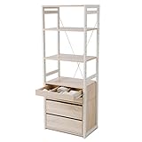 LOWYA （ロウヤ） 【選べる3Type】 収納 ラック 11段階調整 可動棚 小物入れ引出し リアル木目 ワードローブ 幅60cm Ctype ホワイト/オーク おしゃれ