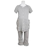 マタニティ パジャマ フリル 授乳口付き 半袖 パジャマ 7分丈パンツ 上下セット グレー-M2807 M