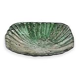 J-kitchens Nebula 皿 ケーキプレート ガラス オーバル 中 グリーン ゴールド 14cm