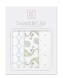 SwaddleDesigns SwaddleLite Set of 3 Marquisette Swaddle Blankets Premium Cotton Muslin Blue Paisley 
