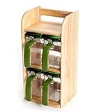 ロックとロック&シーズニング調味料入れSpice食品ストレージコンテナ木製ケース4pセット