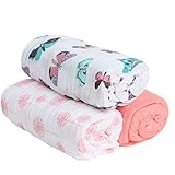 Hold Me Close 100% Cotton Muslin Extra Large Swaddle Blanket Set, Swaddles, 47 x 47, Butterflies, Da