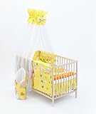 13 pieces BABY BEDDING SET to fit cot bed 120x60cm, nursery, toddler (pattern: sheeps and clovers_ye