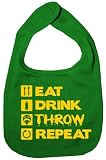 Dirty Fingers, Eat, Drink, Throw, Repeat, Boy Girl Feeding Bib, Green by Dirty Fingers