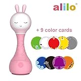 alilo Smarty Bunny Newborn Toy Rattle Girl Music Player Kid Dumbbell Color Learning Toys (Pink) 【You