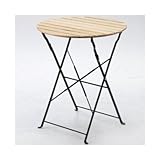 折りたたみ カフェテーブル木製&スチール ナチュラル丸天板直径600mm