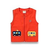 PANCY 子供服 春秋 袖なし ジャケット コットン ベスト 男の子 女の子 ボア 可愛い 動物 アップリケ(オレンジ,110cm)
