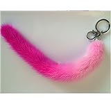 20 cmの晩餐の滑らかな柔らかいブラックミンクの毛のキーホルダーリングフックハンドバッグ・アクセサリー (pink)