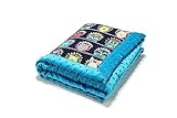 La Millou - Baby - Toddler Blanket with filling - Cotton - Minky (26 x 30 in) (Indian Zoo-Teal) by L