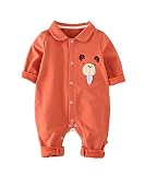 Cats Prince 春秋と冬パジャマ ロンパース 男女兼用 ベビー服 オレンジ かわいいクマ (66cm, オレンジ)