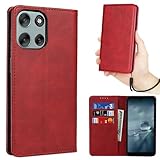 Moto g66j 5G / g66Y 5G ケース 手帳型 【ストラップ 一本付】 適用 Motorola moto g66y 5G ワイモバイル SIMフリー スマホケース モトG66Y 手帳型 モトG66J カバー case 【Heofuixt】 滑り止め 合成レザー スタンド 手首掛け ハンドストラップ カード入れ マグネット フリップ 落ち着いた色 レッド