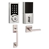 Kwikset SmartCode 915 Contemporary電子デッドボルトW / San Clemente Handleset & Square Halifaxレバー 99150-004-K