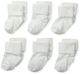 Jefferies Socks Unisex-Baby Newborn Turn Cuff Bootie 6 Pair Pack White Newborn [並行輸入品]