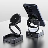 COREWA Qi2マルチ無線充電器 3in1ワイヤレス充電器 15W超低温 折りたたみ式magsafe充電ステーション 3台同時充電 magsafe対応 折りたたみ式 マグセーフ 充電スタンド iPhone 16/16 Plus/15 Pro/15 Pro Max/14/13/12 シリーズ、AirPods 3/2/Pro など (USB C充電アダプタなし) (ブラック)