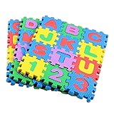 Tachiuwa ベビー プレイマット ジョイントマット アルファベットと数字 パズルマット 数字 英語 知育 学習玩具 約36個